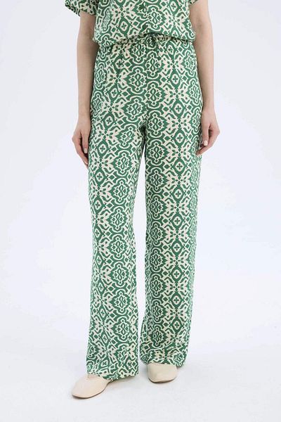 DeFacto Regular Fit Patterned Stretch Waist Straight Leg Pants D8844Ax25Sp
