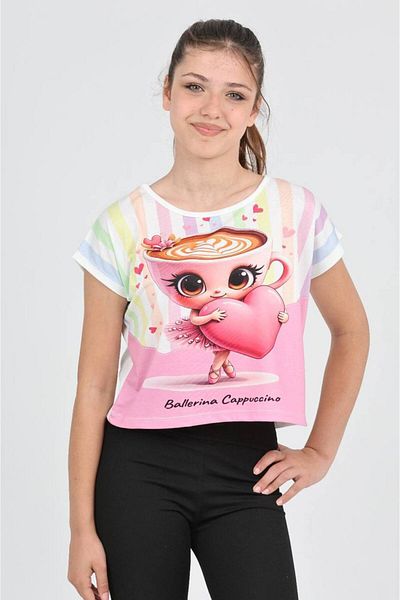 e-çocuk Μπλουζάκι με ψηφιακή εκτύπωση Ballerina Cappucino με χαμηλό μανίκι - 6632