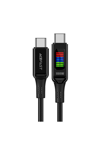 Acefast Kabel przewód USB-C - USB-C 100W z wyświetlaczem 1.2m czarny
