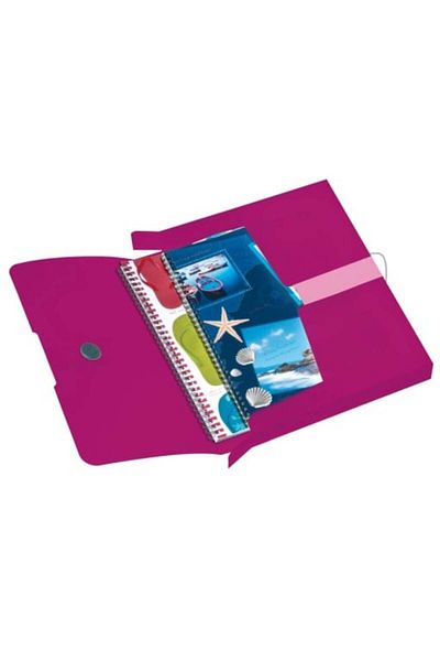 Herlitz Dosar cu elastic, format A4, cotor 40 mm, material PP, culoare magenta, buton de închidere