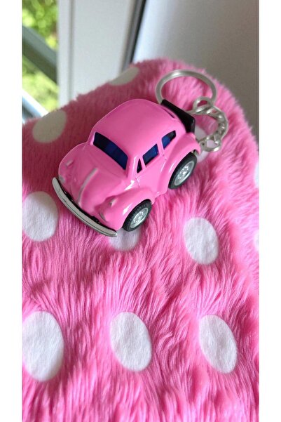 FAMEMUS ACCESSORY Mini Vosvos Çek Bırak Araba ve Anahtarlık Pembe Renk ( 5cm )