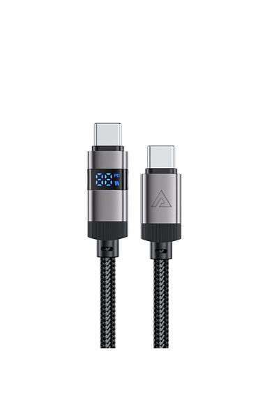 Acefast Cablu USB-C cu afișaj, 480Mb/s, 66W, 1,2m - negru