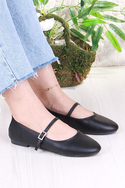 fort 01-512 Soft Buckle Detailed Stylish Home Business Office Comfortable Daily Shoes Women's Ballerinas