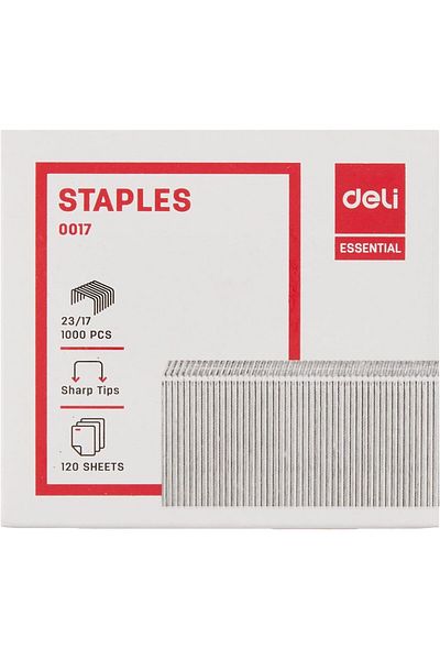 Deli 23/17 No. Stapler Pin, 1000-Pieces, Silver