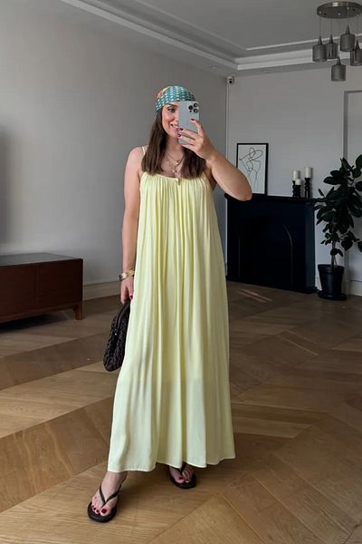 Tuba Butik Flowy Midi Dress with Adjustable Straps