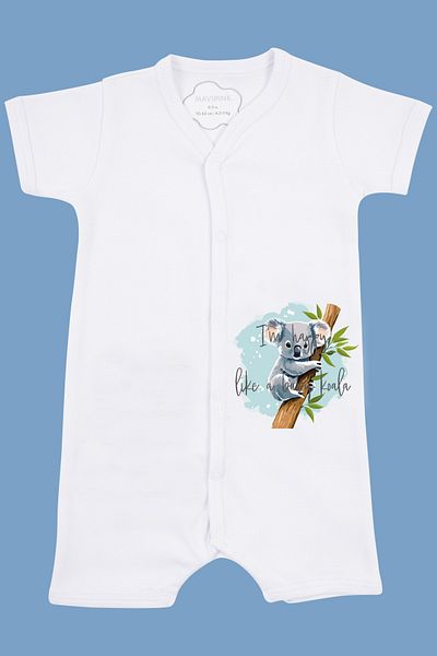 Mavipink Boys' Koala Printed Short Sleeve Cotton Shorts Jumpsuit