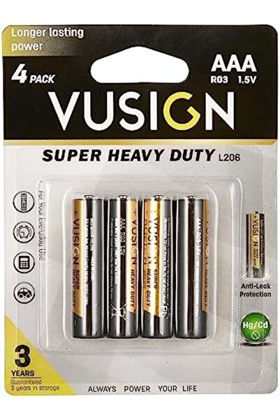 Deli EL206 Super Heavy Duty AAA Batteries – R03, 4pcs, Long-Lasting & Durable – Black