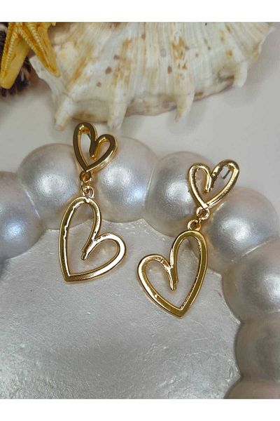 Ivory Pearl Double Heart Dangle Earrings