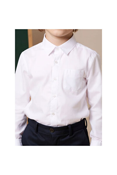 Juniors Solid Shirt with Long Sleeves and Pocket