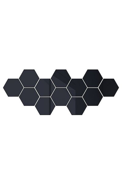 LEAXOR Set 12 wall mirror stickers, LEAXOR, decorative hexagon design