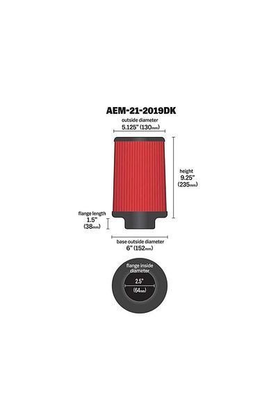 AEM -21-2109Dk Universal Air Filter