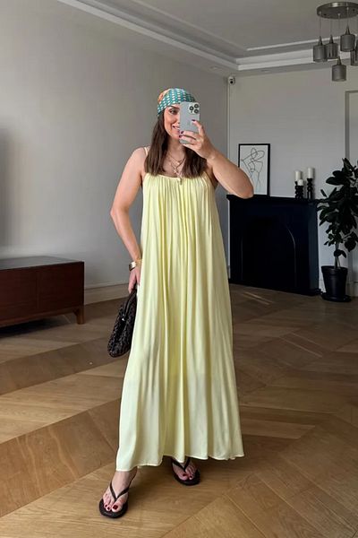 Tuba Butik Flowy Midi Dress with Adjustable Straps