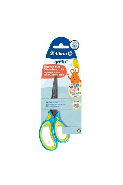 Pelikan Griffix Scissors 15 cm, Material Metal/Plastic, Color Neon Fresh, Right-Handed, Blister