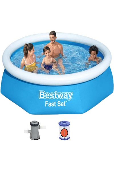 BESTWAY مسبح سريع التركيب، 244 سم × 61 سم، متعدد الألوان، 26-57450