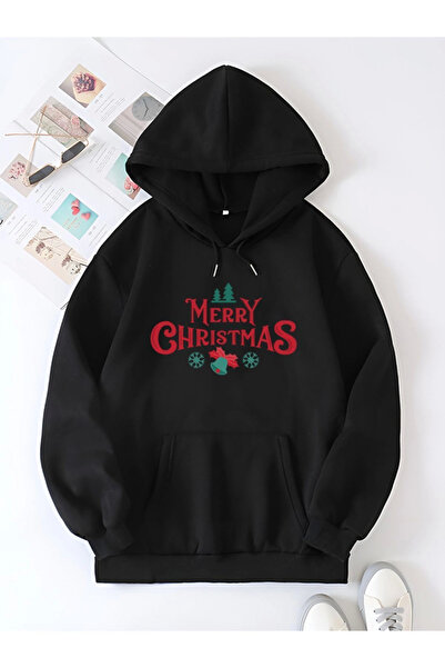 velmorafashion -Velmora Merry Christmas Sweatshirt & Hoodie - Black -Vlmr