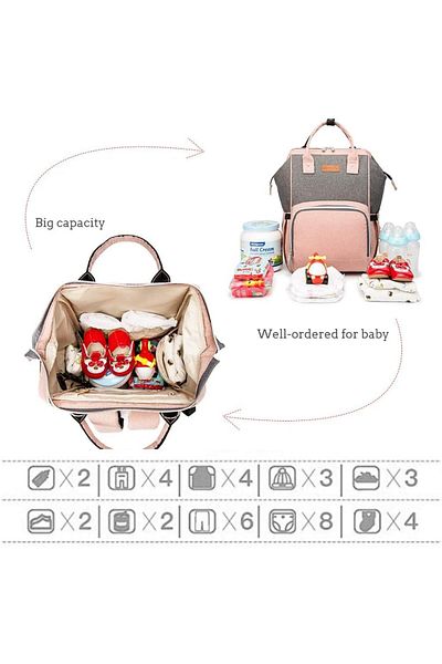 COOYA Baby Diaper Bag,Spacious Travel Organizer,Multi-Pocket,Pink