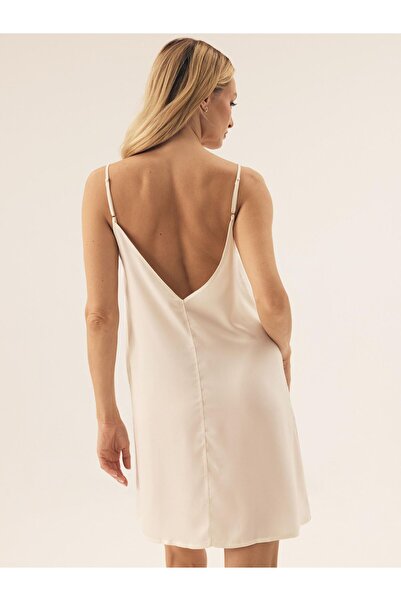 ESOTIQ Women's Nightgown Sleep Dress Satin Sleeveless Feminine V-Cut Decollete | Rhone