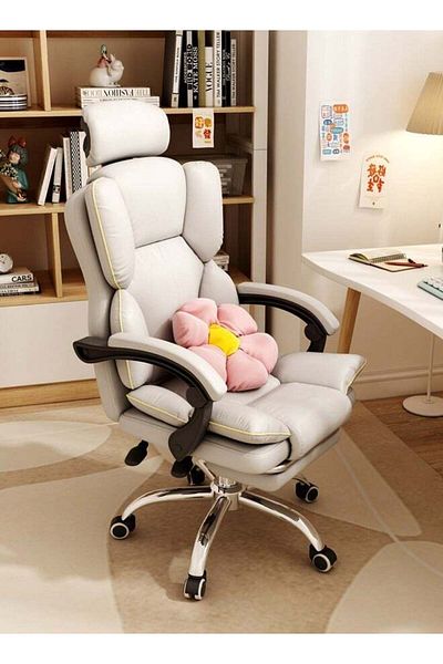 COOYA Computer Chair, Ergonomic, With Footrest, 65x65x130cm, White，Suitable For Home Office
