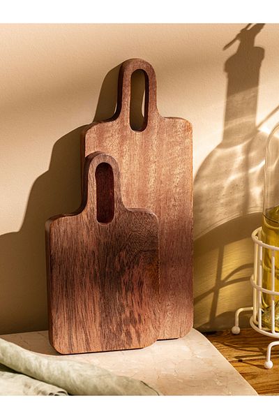 LC Waikiki Lcw Wai̇ki̇ki̇ Home Brown Wooden Presentation Board Set of 2