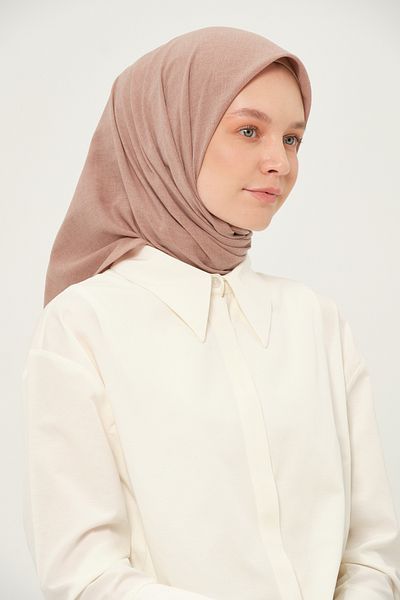 Madame Polo Poly Coton Square Scarf Milky Coffee Cotton Breathable Fabric