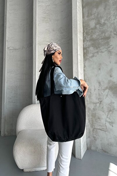 DESTEMODA Dámská džínová taška s knoflíkem, detailní taška černá 7000