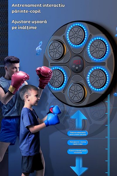 clickzu Smart Boxing Target, Bluetooth, Rgb Led, 6 Zones, 2 Sets Of Gloves, Black-red