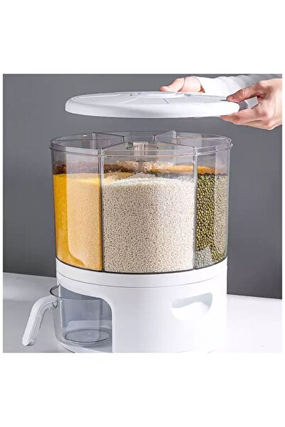 N2Y حاويات طعام، تخزين حبوب دائري مع 6 أقسام، سعة 20 كجم