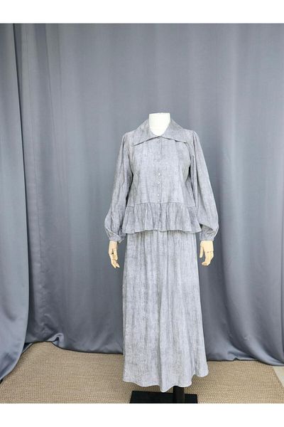 Güler Casual Gray Color Strawberry Fabric Skirt Suit