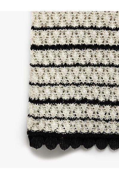 Koton Lace-Up Openwork Knitwear Midi Skirt