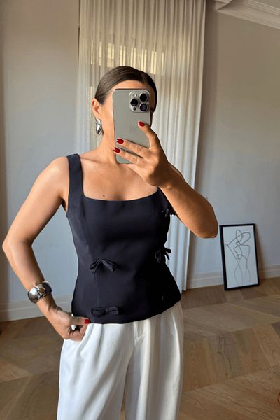 Tuba Butik Strappy Bow Detailed Blouse