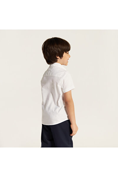 Juniors Solid Shirt with Chest Pocket and Short Sleeves