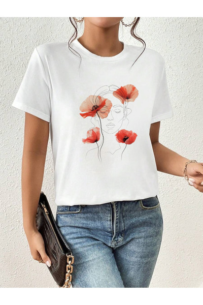 Pink Sky Cotton White Oversize T-Shirt Colors of Life Printed Comfortable Casual T-Shirt