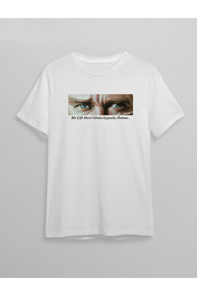 targa lina 10 Νοεμβρίου Unisex μπλουζάκι με στάμπα Ataturk - Λευκό