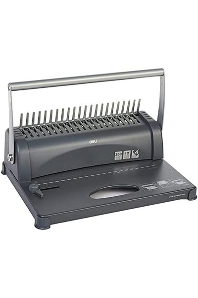Deli 3871 21-Hole Binding Machine, 350 Sheets - Grey