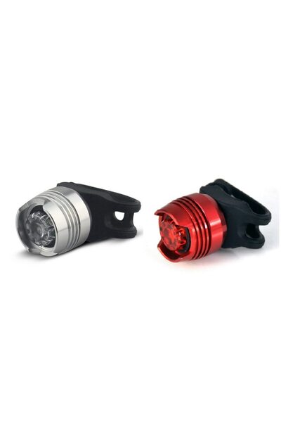Carsons Headlight + stop ruby, light set, 3 lighting modes, aluminum alloy, silver + red