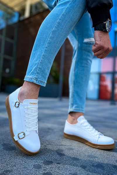 Chekich CH191 CKT Side Buckle Men's Shoes WHITE