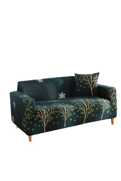 OEM Husă elastică pentru canapea, Comfort, Elastan, Model cu copaci, L-3 locuri, 185x230cm, Multicoloră