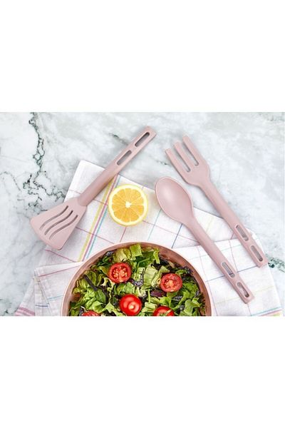 Tiesa Home 3-Piece Mini Plastic Spatula Spoon Fork Serving Set Cream