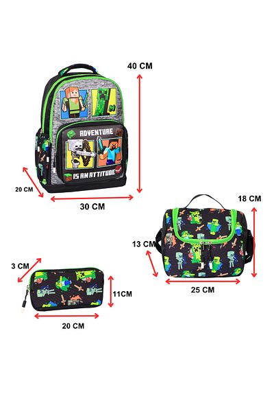 Lifonbag Set ghiozdan unisex pentru copii, cutie de prânz și suport pentru stilou