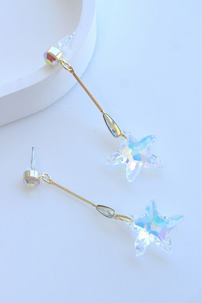 Leo'Stone Vip Series Dangle Zircon Stone Star Design Women's Steel Earrings