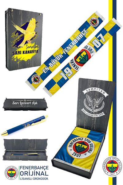 Fenerbahçe Original Licensed Largest Shawl Scarf and Hybrid Ballpoint Pen Set K