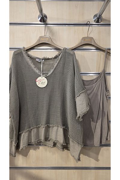 Park Moda Ιταλική μπλούζα 2 τεμαχίων με λεπτομέρεια με κρόσσια