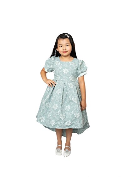 ddaniela فستان بناتي من التول الأخضر المزهر