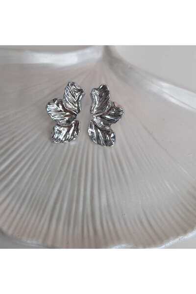 Ivory Pearl Rose Petal Silver Color Earrings