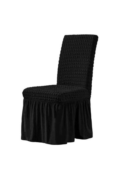 OEM Husă de scaun, cu model șifonat și volane, poliester și lycra, neagră