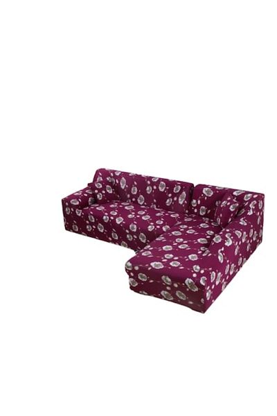 OEM Husă elastică pentru canapea de colț, Comfort, elastan, 145x185cm/185x230cm, imprimeu floral, alb-violet