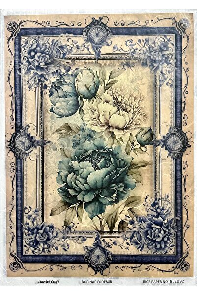 LİNEART PİRİNÇ DEKOPAJ KAĞIDI BLEU92