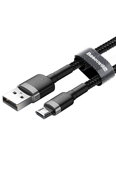 Baseus Wytrzymały nylonowy kabel przewód USB microUSB 2A 3M czarno-szary