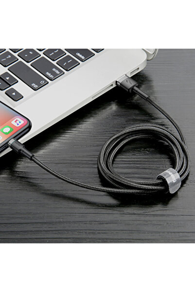Baseus Cablu împletit durabil pentru iPhone USB - Lightning QC3.0 2.4A 1m negru și gri