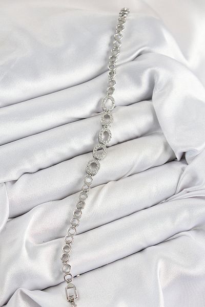 Clariss Brass Zircon Stone Oval Model Silver Color Women's Bracelet